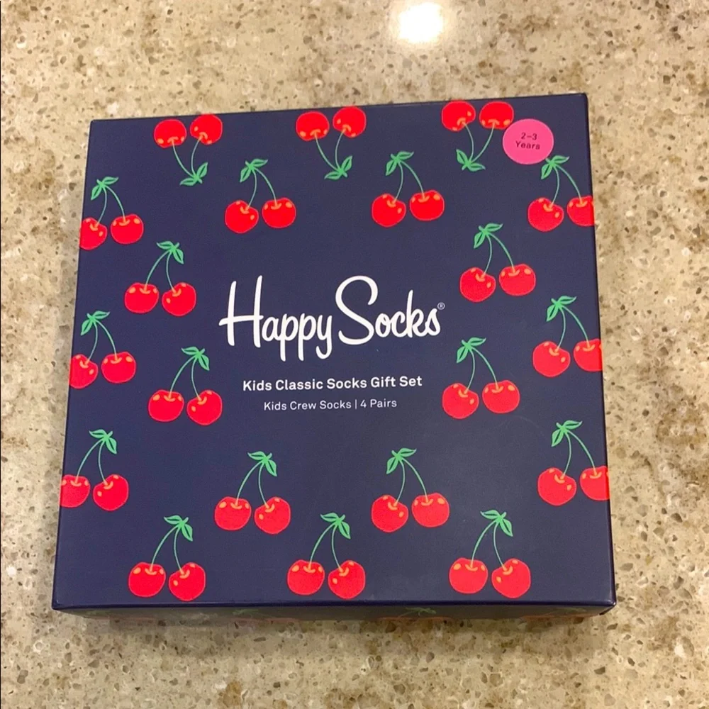 NWT Happy Socks Gift Set Cherry Kids Classic Size 2-3Y